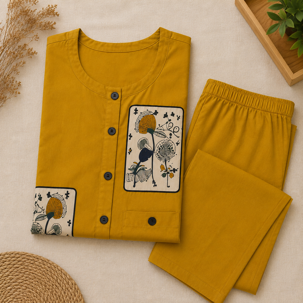 Mustard yellow long cord set
