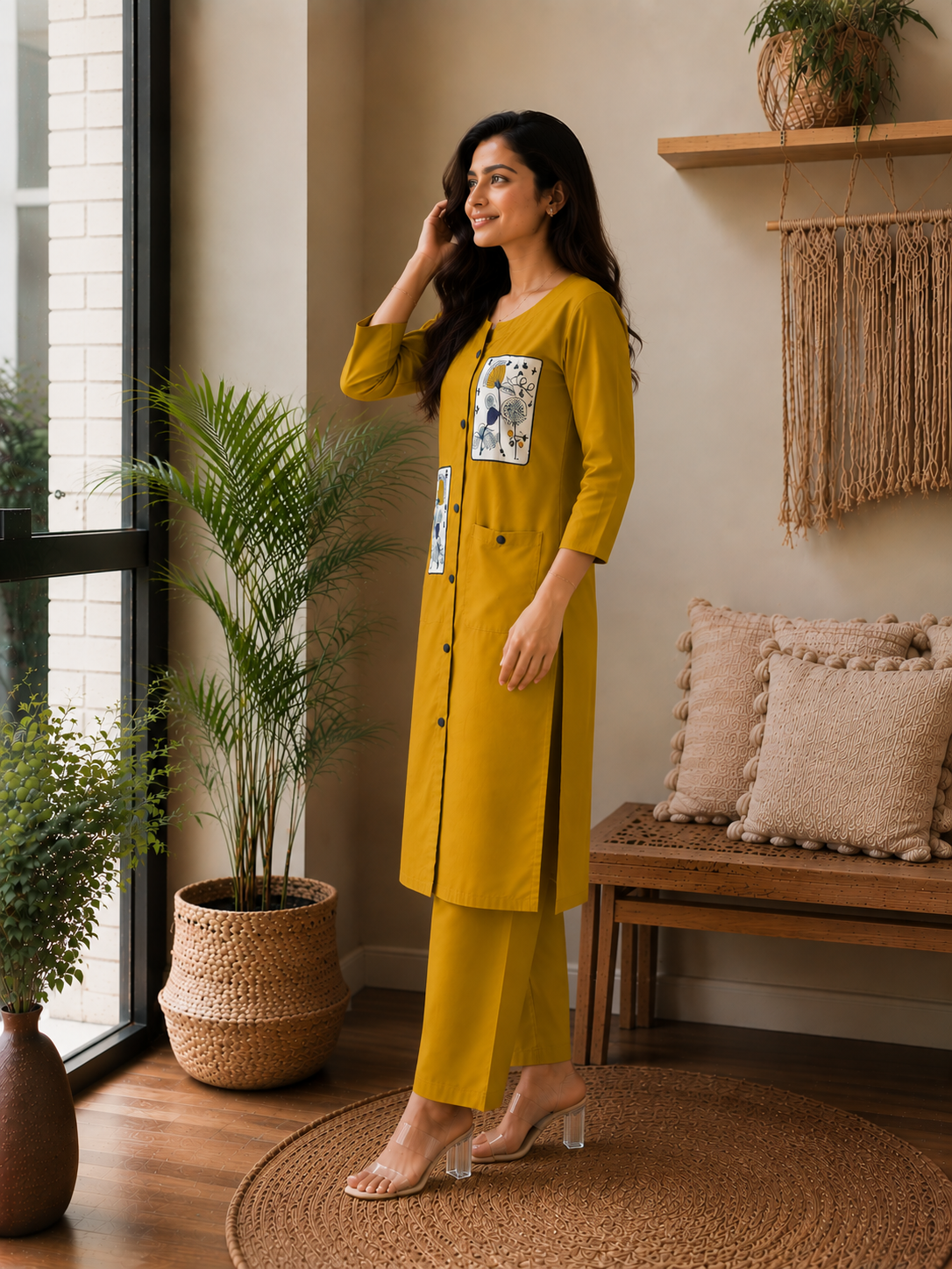 Mustard yellow long cord set