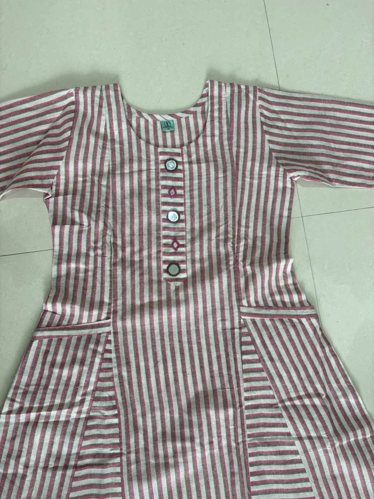 Striped pink and grey long coord set
