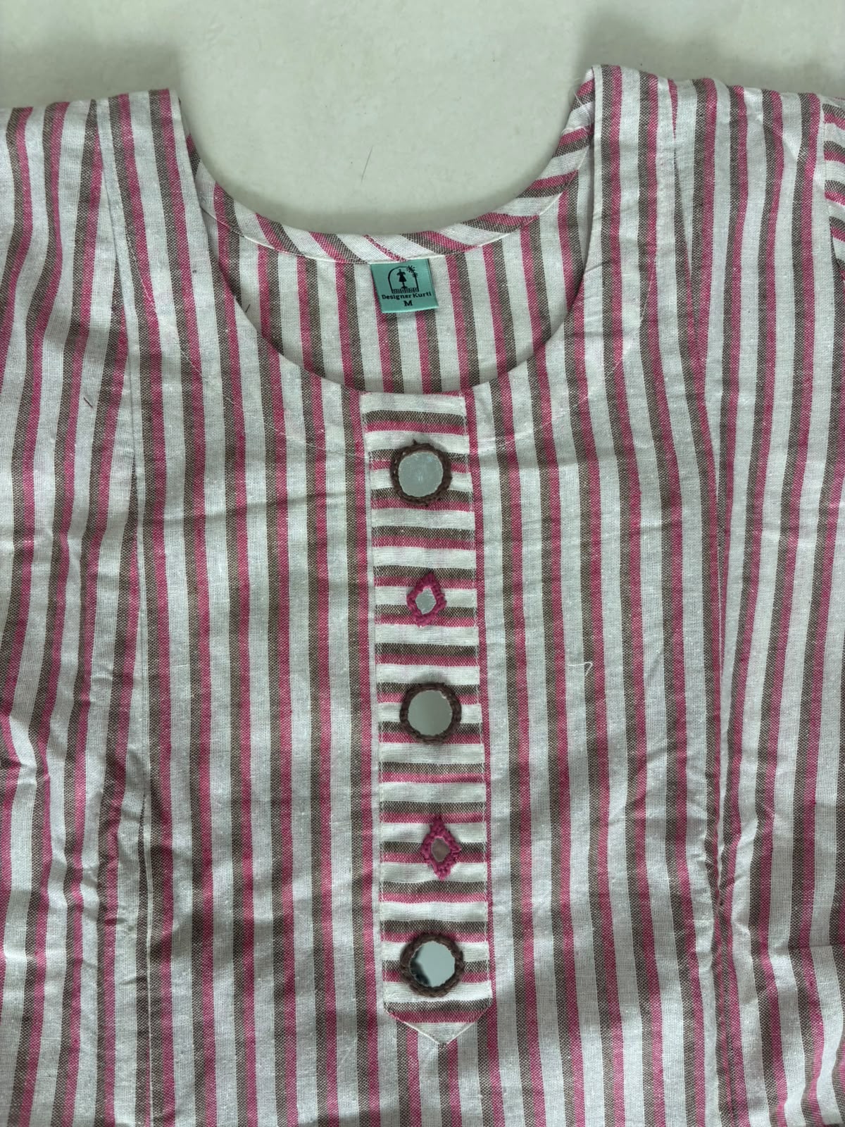 Striped pink and grey long coord set